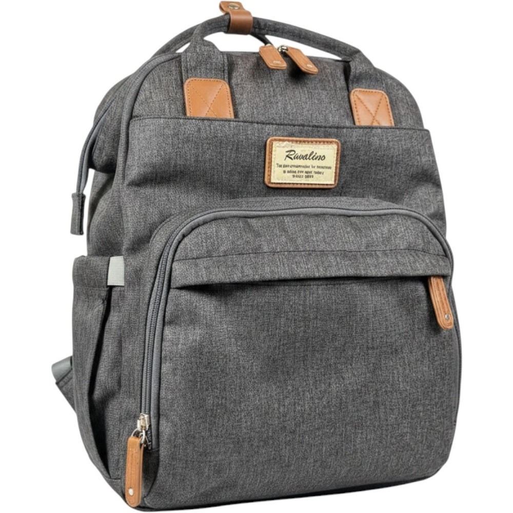 Ruvalino Diaper Bag Backpack Gray Heather Multi-Function Travel Baby Bag Pockets